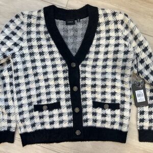 Cyrus Black and White Houndstooth Cardigan